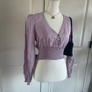 Love Tree Lilac Smocked V-Neck Blouse